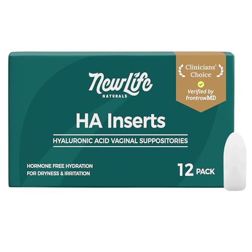 Image of NewLife Naturals Hyaluronic Acid Suppositories for Women - Vaginal Moisturizer & Dryness Support - 5 mg Hormone-Free Formula - 12 Vaginal Suppositories, 30-Day Supply, Made in USA