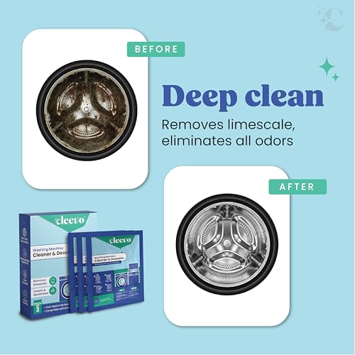 Image of Cleevo Washing Machine Cleaner & Descaler Powder - Pack of 6 | Removes Limescale, Odour & Residue | Non-Toxic, Phosphate-Free | Front & Top Load Safe
