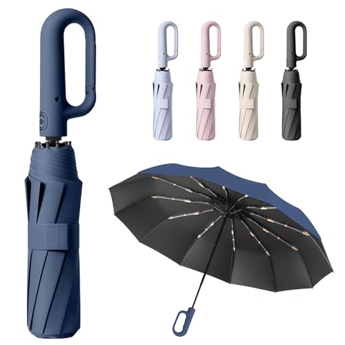 HCQC Parapluie Pliant Automatique Compact – Résistant au Vent et à la Tempête – Léger et Solide – Ouverture et Fermeture Faciles – Parapluie de...
