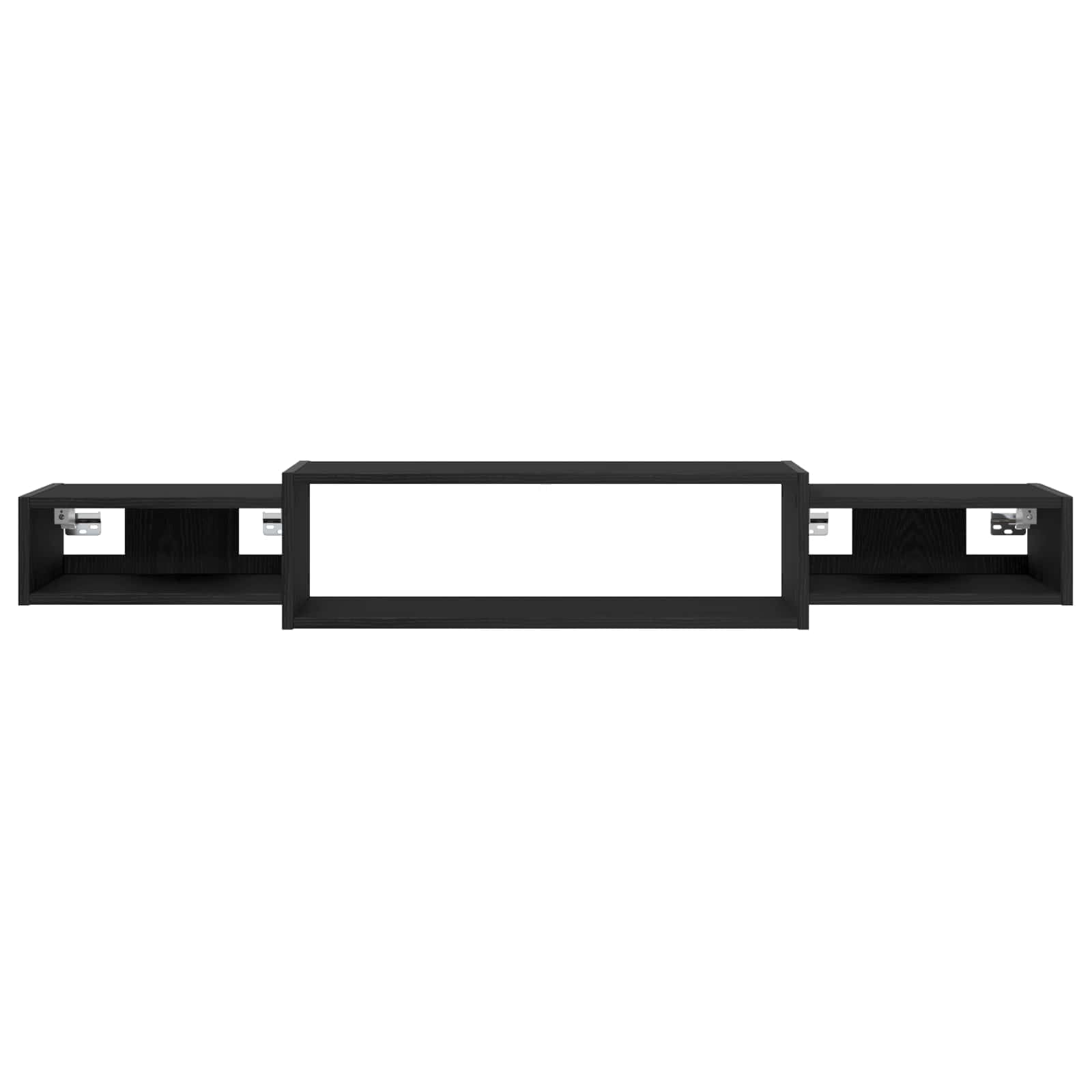 Mobile TV da parete in rovere nero, 140 x 28 x 21 cm, con 3 ripiani, supporto da parete per soggiorno, mensola sospesa, sistema da parete salvaspazio, mensola da parete versatile