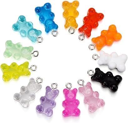 10 Pcs Pack Transparent Rose Bear Resin Pendants Cute Candy Resin Cartoon Bear Charms with Screw Eye for Bracelet Necklace Earring DIY Craft Jewelry Making Supplies Iridescent - Image 4