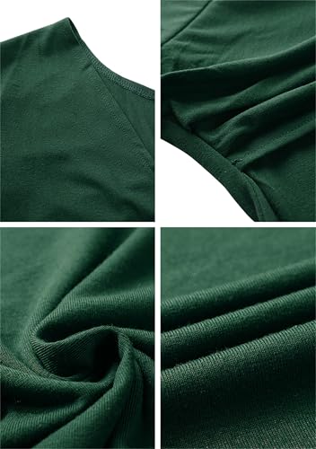 OMZIN Women's Elegant V-Neck Dress Short Sleeve Solid Color Runway Evening Dress3