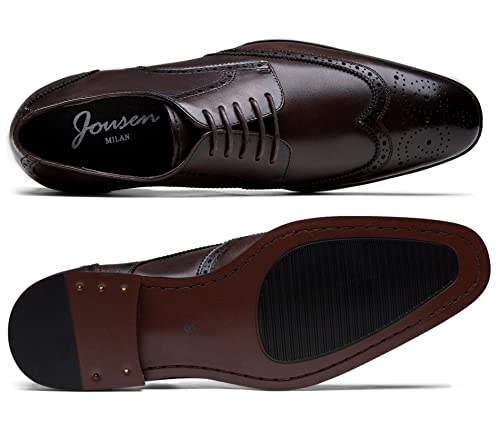 Image of Jousen Men's Dress Shoes Leather Oxford Formal Derby Shoes | Smooth Leather,Retro Plain Toe,All-Day Comfort,Office Work,Wedding Party,Business Meeting,Date Night