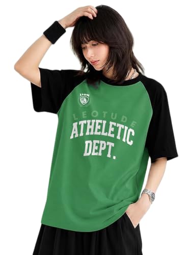 Image of LEOTUDE Half Sleeve Round Neck Tshirt for Women, Oversized Longline