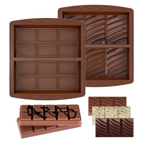 Stampo Cioccolato Tavoletta, 2 Pezzi Dubai Stampi Cioccolatini Silicone, Stampi Barrette Silicone (Stampi Cioccolatini C)