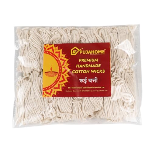 Image of Handmade Round Long Cotton Wicks, Lambi Diya Batti | Pack of 1000 Wicks | Perfect for Pooja, Aarti, Navratri, Home Decor, Meditation & Spiritual Prayers