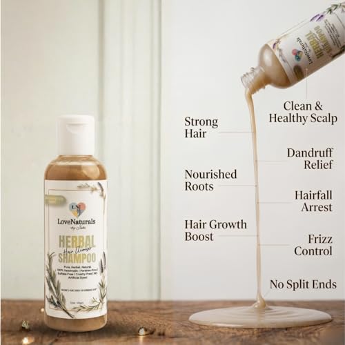Image of Herbal Ayurvedic Shampoo with Rosemary , Flaxseeds,Methi +hairgrowth herbs| Natural, Vegan & Handmade | Hair Fall Control + Scalp Nourishment | Artificial colour & Fragrance Free | Paraben & Sulfate-Free |Dermatologically tested| (500 ml)