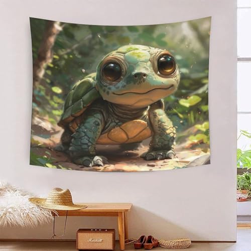 Tapisserie mer tortue 3D pour salon et chambre parentale de 180x230cm