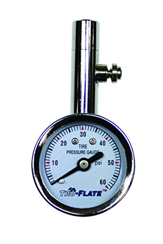 Plews & Edelmann Tru-Flate 17-567 Mini Dial Tire Gauge with Bleeder Valve and Leather Pouch (5-60 PSI), 1 Pack