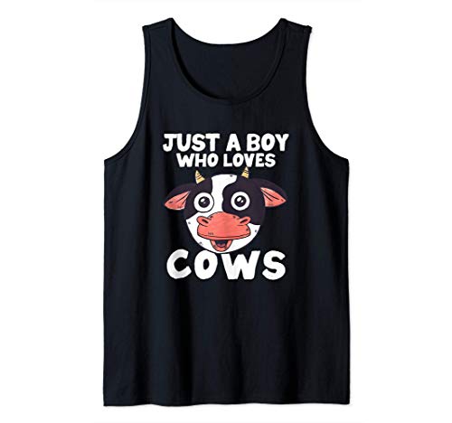 Just A Boy Who Loves Cows Animal Farm Farmer Cow Design Camiseta sin Mangas