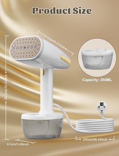 AxiwoIntl Clothes Steamer,Travel Steamer for Clothes,Handheld Steamer for Clothes,Portable Steamer,1800W,350ML Removable Water Tank,Automatic Power Failure - Image 4