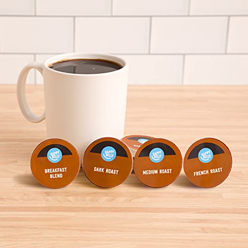 Amazon Brand - Happy Belly Variety Pack Compostable Coffee Pods, Compatible with K-Cup Brewer (Breakfast Blend, Dark/ Medium/ French Roast) 96 count (Pack of 1) - image 2