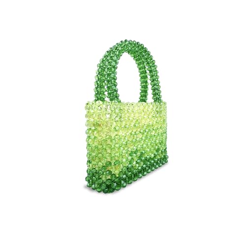 Bolso tote transparente con cuentas verdes degradadas miniatura 5