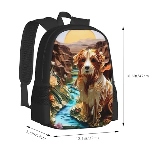 Commuter Unisex Dog River Flowers Canyon Backpack Spacious Compartments for Work Essentials Casual Outings & Trips 17 Inch3