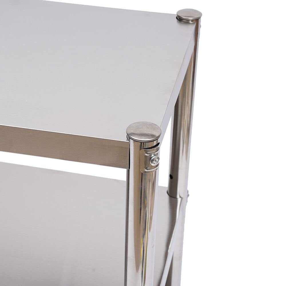 Estantería de Acero Inoxidable de 3 Niveles, Almacenamiento Pesado, Cocina y Catering