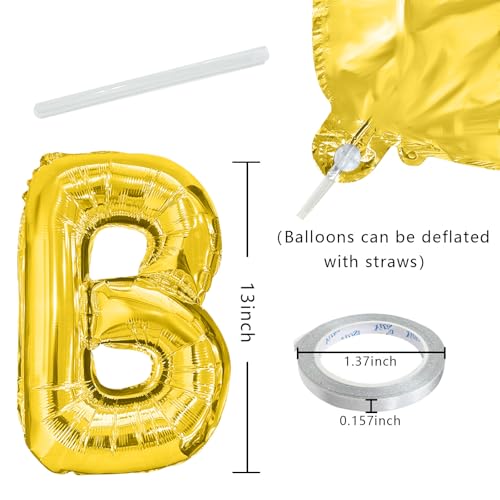 Image of Gold Happy Birthday Balloon Banner Set -16 Inch Foil Letters Balloons, Reusable Birthday Decorations and Party Supplies, Suitable for Men and Women's Birthday Decorations,Party Backdrop