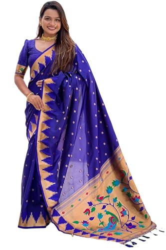 SGF11 Women's Paithani Soft Lichi Silk Kanjivaram Sarees With Blouse Piece product image 9