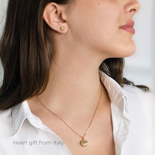 forme di Lucchetta - 14k Gold Puffed Heart Textured 7mm Stud - Womens Italian Earrings from Italy 5