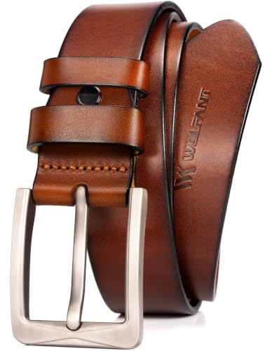 WOLFANT 1.5' Full Grain Leather Belt for Men in Gift Box,100% Italian Real Solid Leather