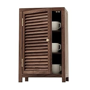zyr Büffet Sideboard Servierlagerungsschrank Schwarz Walnuss Schrank Shuttertür Massivholz Retro Kaffeetasse 3 Schicht Lagerschrank Home Decoration Kleines Kabinett