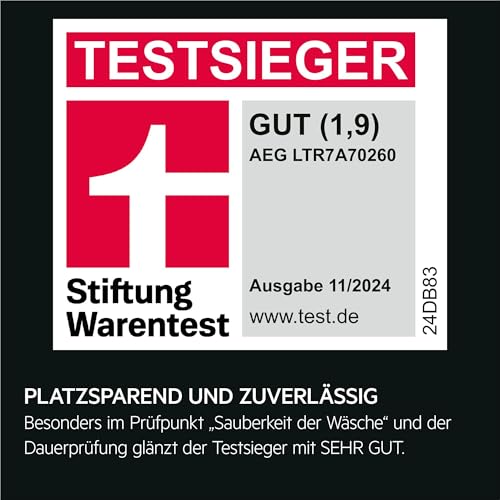 AEG Waschmaschine Toplader, 40 cm, Testsieger Stiftung Warentest, 6 kg, Serie 7000 ProSteam-Dampf-Programm – Weniger Bügeln & mehr Frische, Mengenautomatik, Inverter Motor, 1200 U/min, LTR7A70260