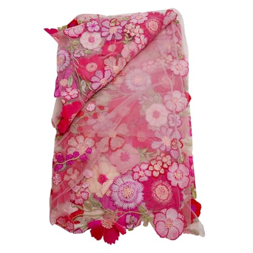 Tejido de encaje bordado con motivos florales detallados en gasa suave, ideal para diseño de prendas, costura, tejido y decoración de telas (estilo B)