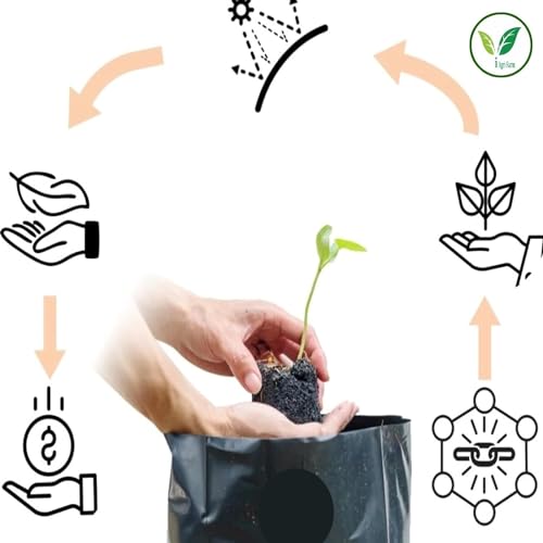 Image of IAgriFarm UV Protected Poly Grow Bag /Nursery Plant Bags, 5x8 inch,250 Qty,Black,