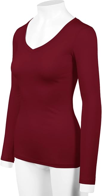 Women's Basic Long Sleeve V Neck Tee Everyday Casual Shirts