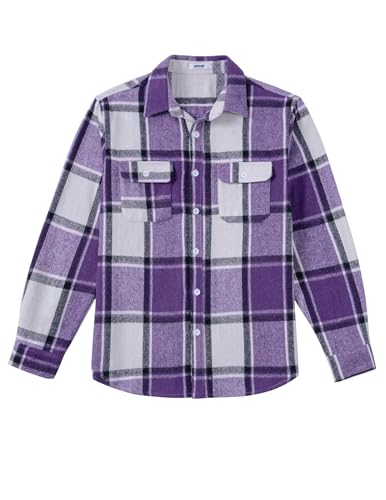 Image of COOFANDY Mens Flannel Shirts Long Sleeve Plaid Shirt Jacket Button Down Shirt with Pockets