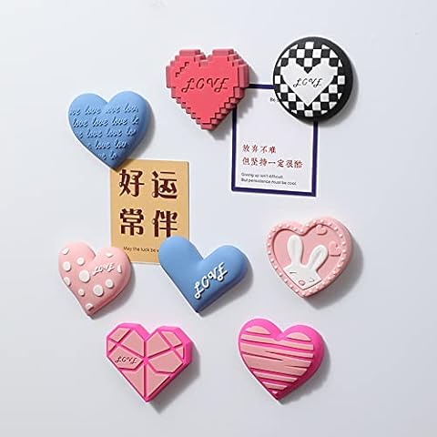 cawein Decorate Refrigerator Magnets Cute Magnet Kitchen Office Fun Home Décor for Fridge 8Pcs Heart-Shaped Cover