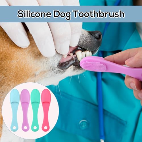 Image of 4 Pcs Cat Chin Brushes, Soft Silicone Manual Facial Cleansing Scrubber Cats Chin Cleaner Dog Finger Toothbrush Pet Tooth Brush with Improved Design for Dogs Cats Puppies Chin Cleaning Dental Care