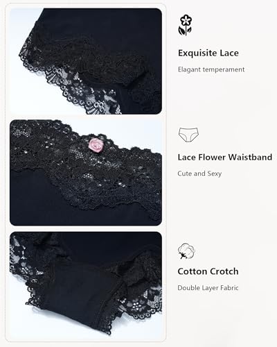 Image of LEVAO Boy Shorts Underwear for Women Lace Full Covreage Boxer Briefs Panties 5 Pack S-XL