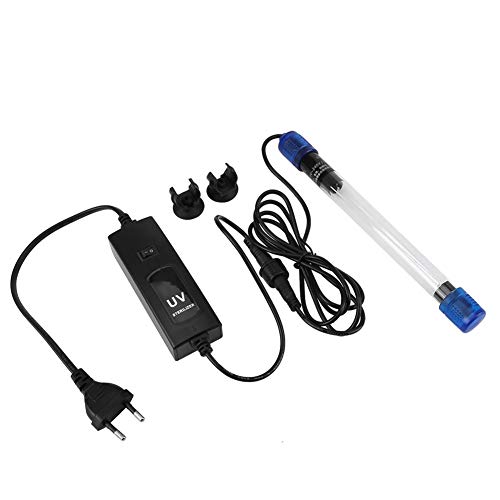 Sommergibile Luce Sterilizzatrice UV Acquario Lampada Sterilizzazione Subacqueo Alghe Verdi Batteri che Uccidono Lampada Ultravioletto Sterilizzatore Acqua Disinfezione per Acquario Spina UE(9W​)