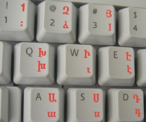 Armenian Keyboard Stickers With Red Lettering On Transparent Background For Desktop, Laptop And Notebook #TOP1