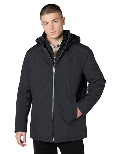 Image of Calvin Klein Men's Hooded Performance Soft Shell Jacket with Bib