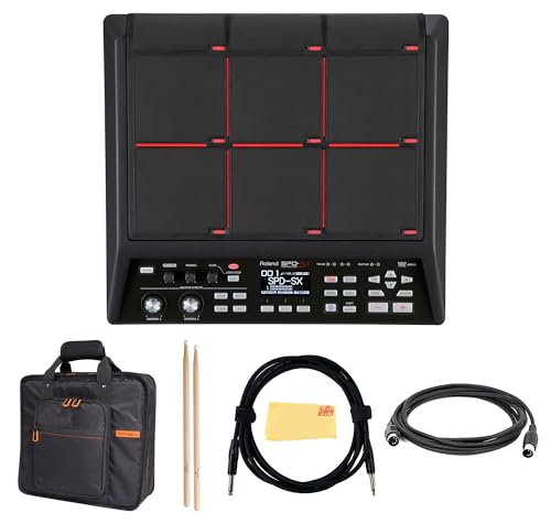 Roland SPD-SX Sampling Pad Bundle with Carrying Case, Drumsticks, MIDI Cable, Instrument Cable, and Austin Bazaar Polishing Cloth