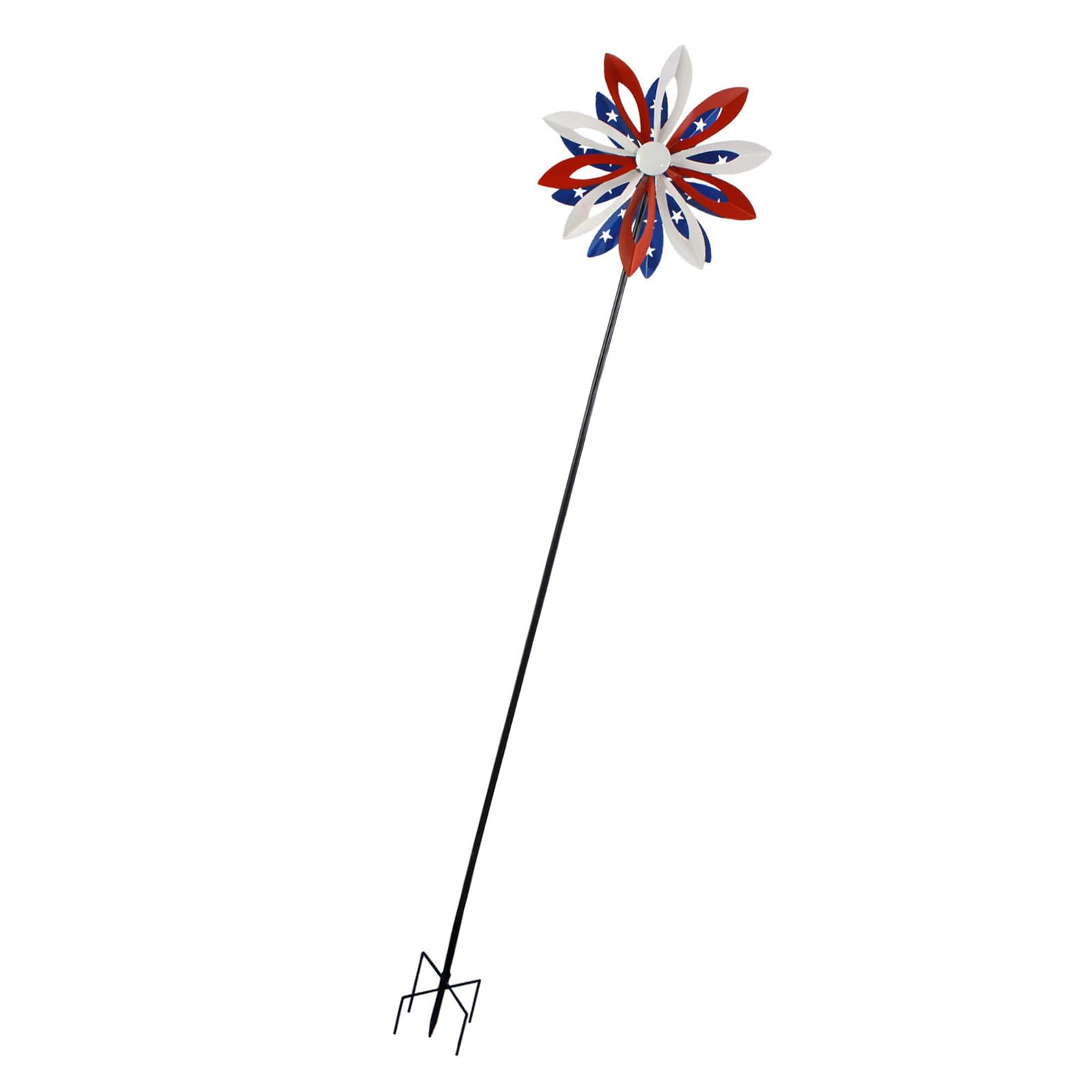 Bold Red and Steelblue Iron Windmill Device for Outdoor Garden Adds Dynamic Motion to Your Lawns Landscape Garden Art