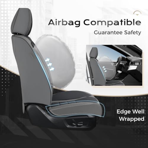 Image of Coverado Car Seat Covers Front, Seat Covers for Cars, Waterproof 2-Pack Car Seat Cushions, Leather Carseat Seat Protectors, Universal Seat Covers Fit for Most Sedans SUV Pick-up Trucks(Gray&Black)