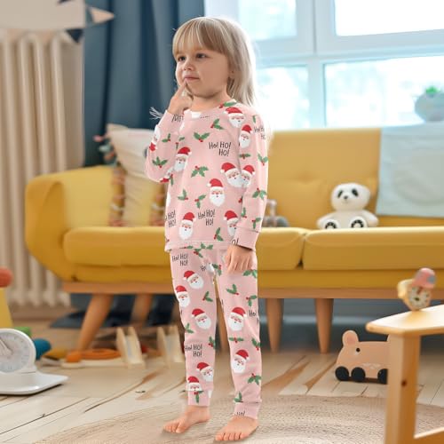 Pajama Sets Long Sleeve Christmas Santa Pattern with Holly Soft Comfy Sleepwear 2 Piece PJS 3-8T 5