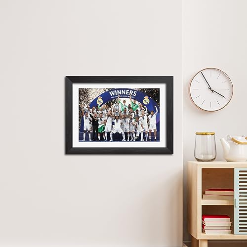 Image of TenorArts Real Madrid Champions League Poster UCL 2022 Trophy Celebration Wall Photo Frame Painting with Matt Finish Black Texture (12 inches x 9inches)