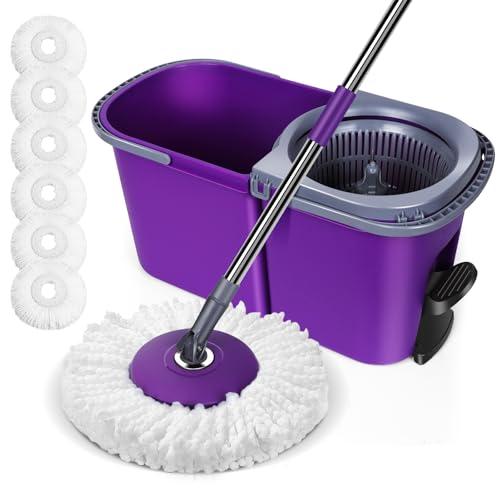 Eukue Wischmopp Set mit Eimer, Bodenwischer mit 6 Mikrofaser Moppkopf, Wischer Set mit 360°Drehkopf und Abnehmbarer Eimer, Wischmop mit Auswringfunktion für Alle Böden Eukue Wischmopp Set mit Eimer, Bodenwischer mit 6 Mikrofaser Moppkopf, Wischer Set mit 360°Drehkopf und Abnehmbarer Eimer, Wischmop mit Auswringfunktion für Alle Böden