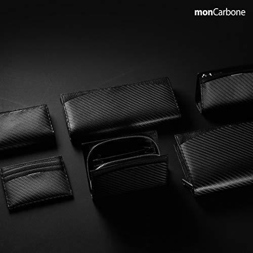 Image of MON CARBONE BlackLabel Travel Wallet: Minimalist, Carbon Fiber, Genuine Italian Leather, Slim Passport Holder, Long Organizer for Cards & Cash, Zipper Closure, All-in-one Travel Storage (Black)