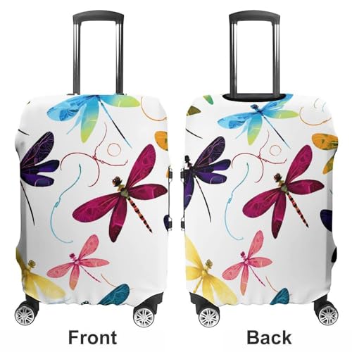 Colorful Dragonfly Luggage Cover Travel Suitcase Covers for Luggage Elastic Carry on Luggage Covers for Suitcase Tsa Approved Washable Luggage Sleeve Protector Fits 18-32 Inch XL3