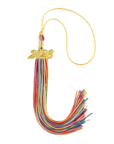 Image of Graduation Tassel 2026 for Grad Cap,Rainbow Tassel with Gold Charm