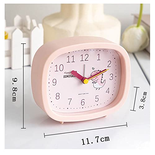 Homesogood Cartoon Dinosaur Alarm Clock Simple Mute Small Quartz Battery Operated Alarm Clock Bedroom Bedside Student Clock Gift Home Decoration(4.6Inch,Blue) #TOP1