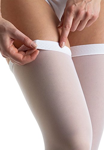 Image of Relaxsan Compression Socks for Women and Men Made in Italy - 18-23 mmHg - Anti Embolism Stockings Open Toe - M0370A (1 Pair - White, XXL)