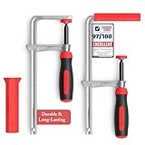T track clamp Heavy Duty F Clamps for Woodworking – 2 Pack, 630 Lbs Clamping Force, Table Saw Fence, Joiner Tool, Bench, Drill Press – Rubber Tips Scratch-Resistant, Ideal for DIY Projects & Saw Rail