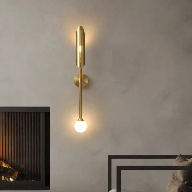 Image of Modern Gold Wall Lamp | 3-Color LED Wall Lights for Bedroom Living Room | 12W Indoor Fancy Wall Light Fixture | Sleek Home Decor Lighting