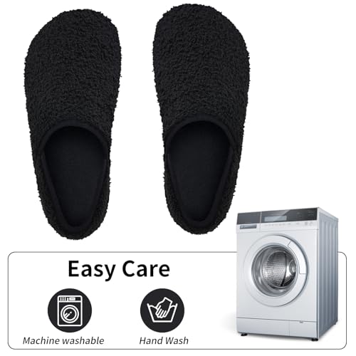 Image of WateLves Womens & Mens Lightweight Cozy Faux Furry House Slippers - Rubber Sole Slip On Sock Shoes - Foldable Travel Slippers - Indoor & Outdoor