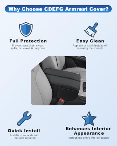 Image of CDEFG for Mazda 2026 CX-90 CX90 Center Console Cover for 2026 Mazda CX-90 CX90 Accessories Armrest Cover Middle Console Pad Car Arm Rest Protector, 2Pcs Leather